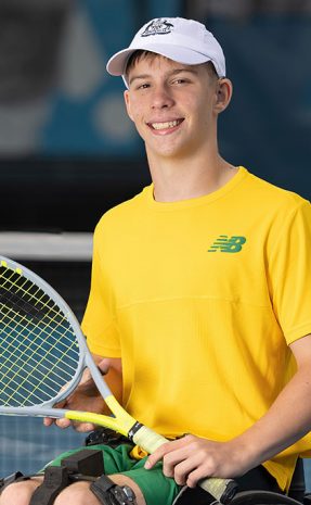 Ben Wenzel (Cairns, Qld). Australian junior wheelchair World Team Cup uniform presentation. National Tennis Centre. Wednesday, April 19, 2023. MANDATORY PHOTO CREDIT Tennis Australia/ FIONA HAMILTON
