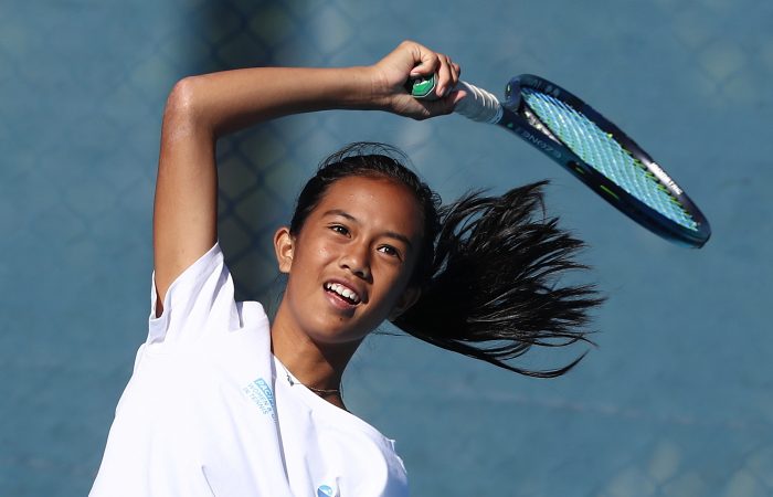 Mia Chang during a Pacific women and girls camp at the Gold Coast. Picture: Tennis Australia Mia Chang during a Pacific women and girls camp at the Gold Coast. Picture: Tennis Australia