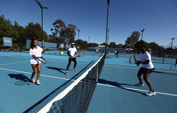 Participants at the Tennis in the Pacific women and girls camp on the Gold Coast. Picture: Tennis Australia Participants at the
Tennis in the Pacific women and girls camp on the Gold Coast. Picture: Tennis Australia