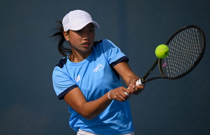 Audrey Aulia from New South Wales in action at the 2023 Australian Teams Championships. Picture: Tennis Australia Audrey Aulia from New South Wales in action at the 2023 Australian Teams Championships. Picture: Tennis Australia