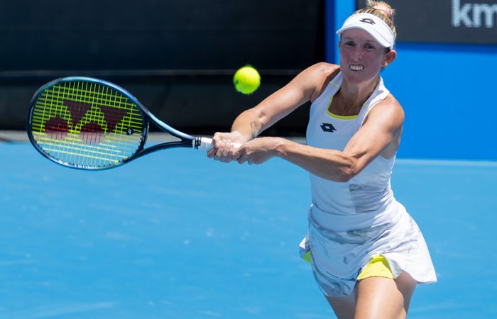 Storm Hunter in action during the Australian Open 2024 qualifying competition. Picture: Tennis Australia Storm Hunter in action during the Australian Open 2024 qualifying competition. Picture: Tennis Australia