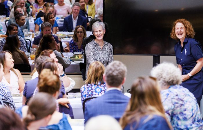 Andrea Buckeridge, pictured right, with British coach Judy Murray at a women in tennis event during Australian Open 2023. Picture: Tennis Australia Andrea Buckeridge, pictured right, with British coach Judy Murray at a women in tennis event during Australian Open 2023. Picture: Tennis Australia