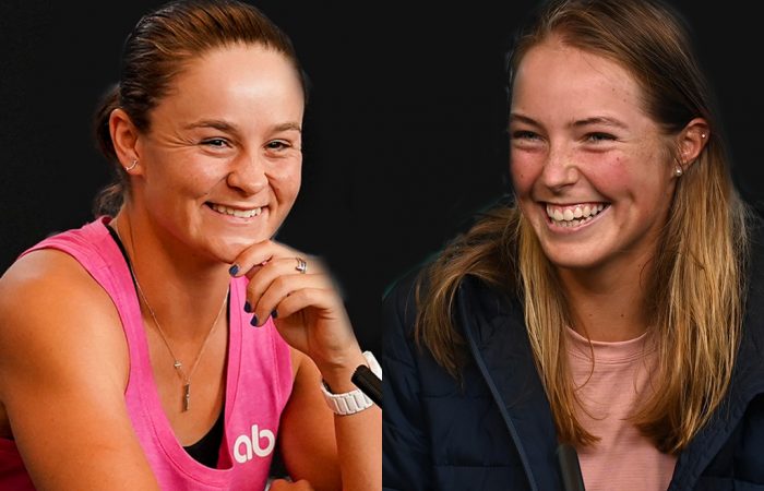Ash Barty and Olivia Gadecki speaking to media this week. Pictures: Tennis Australia Ash Barty and Olivia Gadecki speaking to media this week. Pictures: Tennis Australia