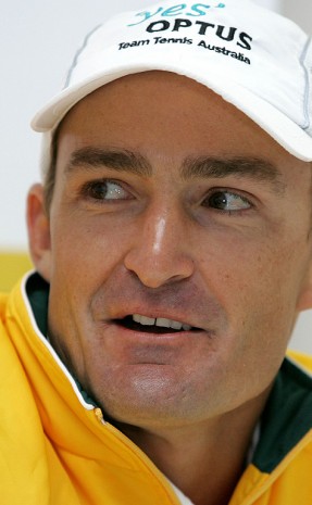 Dave Taylor during a practice session ahead of the Fed Cup held in Perth. GETTY IMAGES