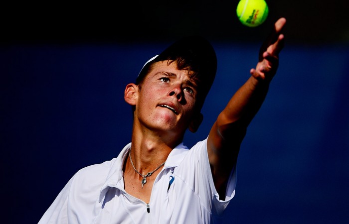 Alex De Minaur in action in the boys' singles at the US Open; Getty Images Alex De Minaur in action in the boys' singles at the US Open; Getty Images