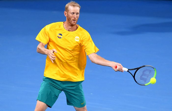 IMPRESSIVE RETURN: Chris Guccione in action at the ATP Cup in January. Picture: Getty Images IMPRESSIVE RETURN: Chris Guccione in action at the ATP Cup in January. Picture: Getty Images