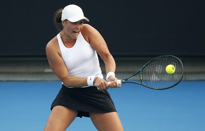 2020 Australian Open Qualifying MELBOURNE, AUSTRALIA - JANUARY 14: Ivana Popovic of Australia plays a backhand in her match against Ana Bogdan of Romania during 2020 Australian Open Qualifying at Melbourne Park on January 14, 2020 in Melbourne, Australia. (Photo by Daniel Pockett/Getty Images)