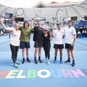PROUD: A Glam Slam celebration at Australian Open 2020 saw Casey Dellacqua, middle, return to court in a celebrity match. Picture: Tennis Australia