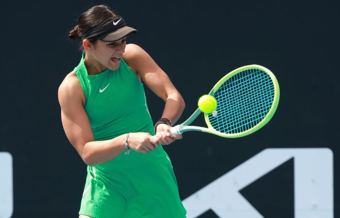 HB2_5668 January 22: Renee Alame (AUS) (green dress) and Alana Subasic (AUS) (aqua top) play Asylzhan Arystanbekova (KAZ) and Yulia Perapekhina on court 7 during the 2024 Australian Open on Monday, January 22, 2024. Photo by TENNIS AUSTRALIA/ HAMISH BLAIR