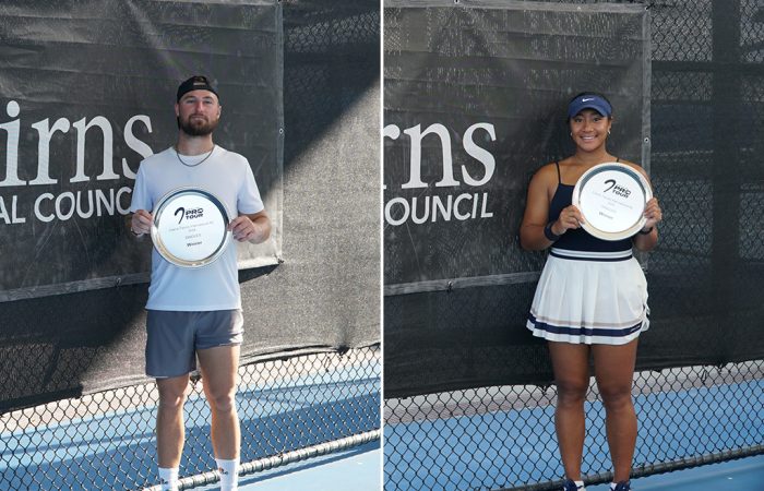 Cairns: Jasika extends mammoth streak, Aiava triumphs Omar Jasika and Destanee Aiava were crowned champions in the second week of the Cairns International (Images: Tennis Queensland)
