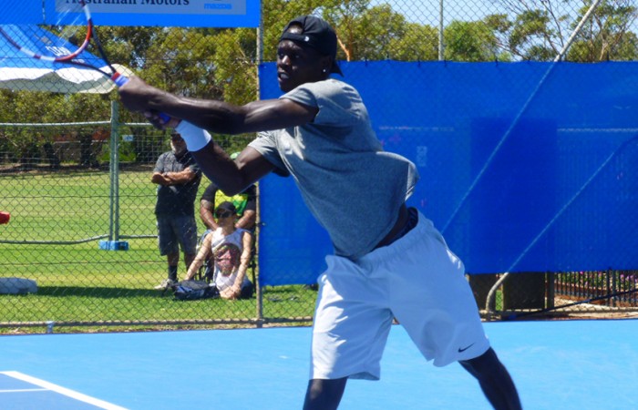Jamere Jenkins in action at the Charles Sturt Adelaide International; Anne Bland Jamere Jenkins in action at the Charles Sturt Adelaide International; Anne Bland