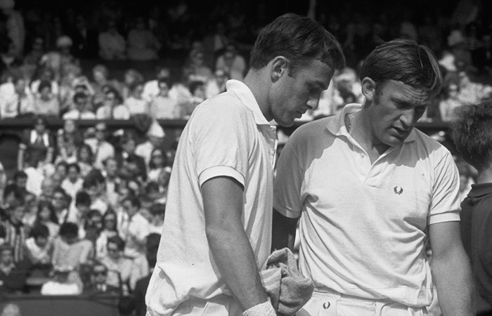 John Newcombe (left) and Tony Roche, Wimbledon. GETTY IMAGES John Newcombe (left) and Tony Roche, Wimbledon. GETTY IMAGES