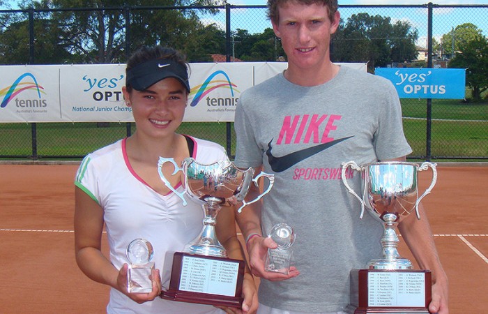 Isabelle Wallace and Harry Bourchier Isabelle Wallace (L) and Harry Bourchier hold their trophies after winning the singles titles at the Optus 16s National Claycourt Championships in Ipswich; Tennis Australia