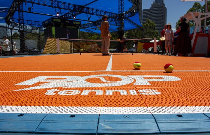 January 21: General shots of people enjoying a paddle hit on Pop Court, at top court, on all abilities day, during the Australian Open at Melbourne Park on January 21, 2025 Photo by TENNIS AUSTRALIA/ JAMES OLLERENSHAW