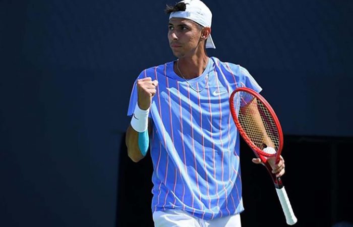 BACK IN ACTION: Alexei Popyrin competing in the Ultimate Tennis Showdown in France. BACK IN ACTION: Alexei Popyrin competing in the Ultimate Tennis Showdown in France.