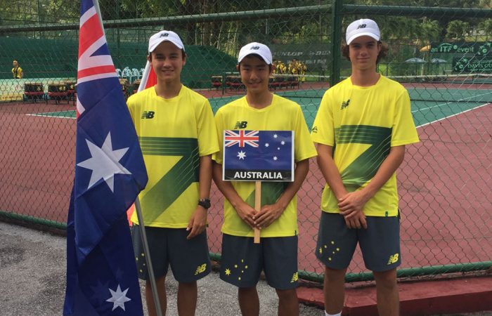 Junior Davis Cup 2018 L-R Tai Sach, Chen Dong, Cooper White ready to compete in Malaysia at the Junior Davis Cup Asia / Oceania qualifying